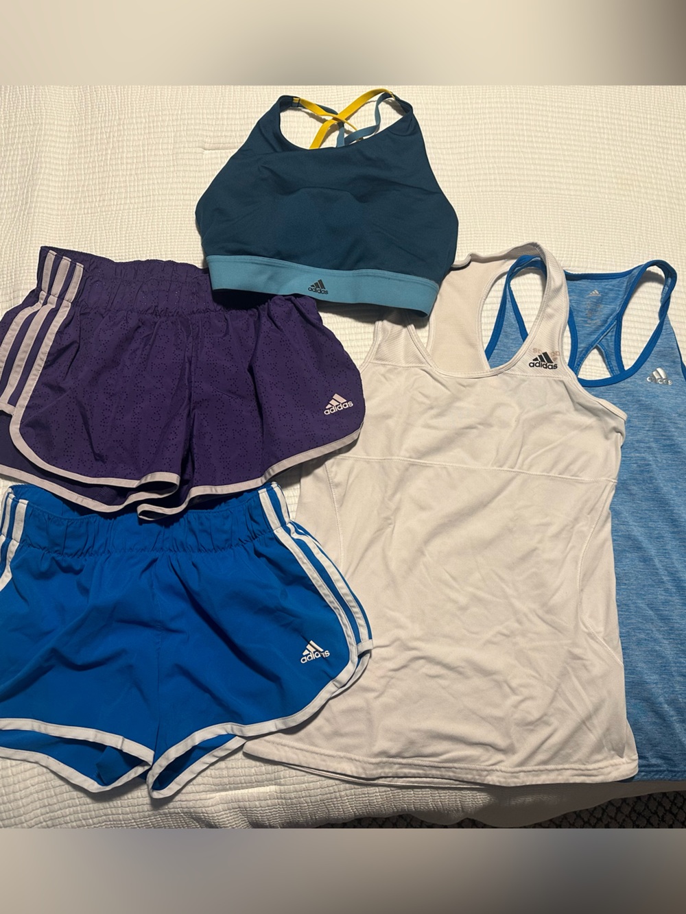 adidas Women's Assorted Athletic Shorts & Tanks - Blue, Purple, White, Teal